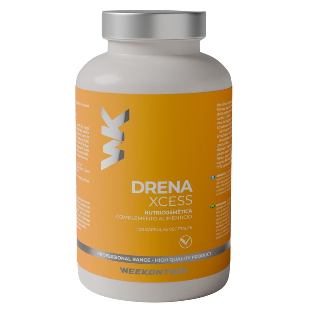 Drena Xcess Anticelulítico, Drenante, Détox para la Retención de Líquidos con Alcachofa, Vinagre de Manzana, Pimienta Negra y Vitamina b6. Diurético para Control de Peso y Piernas Cansadas