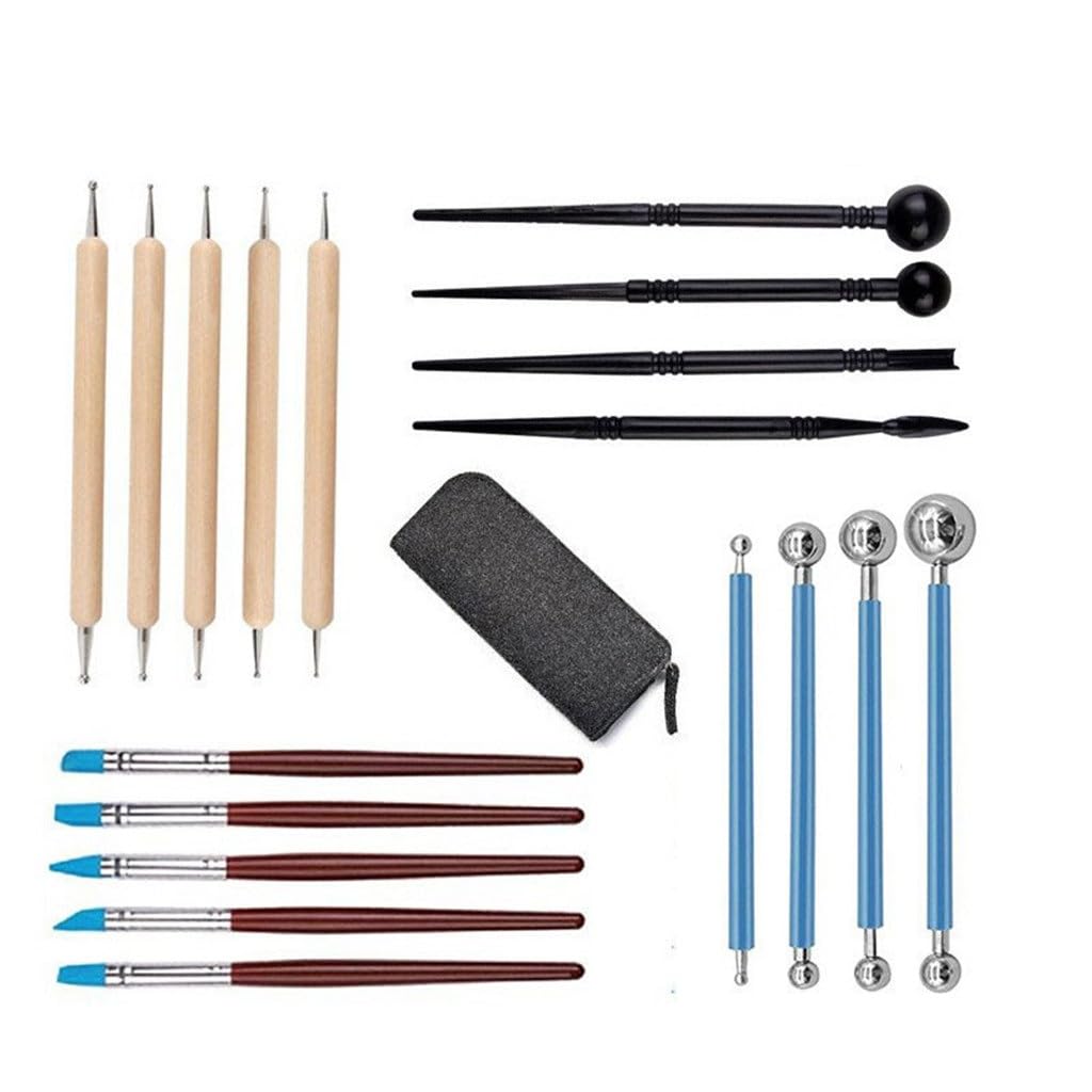 Töpferwerkzeuge 19-teiliger Einrückstift Silikonstift Pellet Stick Tonschnitzwerkzeug Kombinationsset