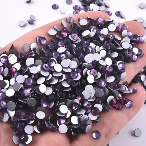 Image of 2880pcs Glass Flatback Rhinestones for Nail Art Crafts, Multi-Size Round Crystal Gems for DIY Decoration 2-4.8mm SS6-20 Tanzanite
