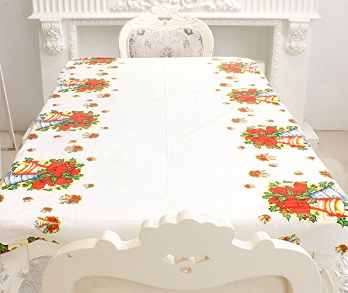Christmas Tablecloth,Fashionclubs Christmas Disposable Rectangle Table Covers,Plastic Christmas Holiday Tablecovers,Waterproof,4Pcs/Set,Christmas Santa Claus,Snowman,Jingle Bell,Tree Design #TOP3