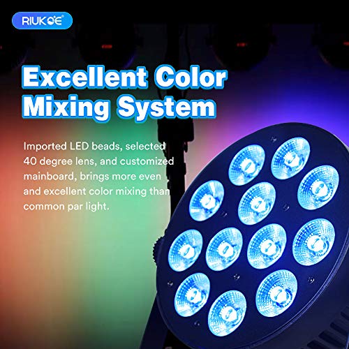 Riukoe Stage Light Led Par Aluminum Cast Fanless Accent Light Dmx Rgbw 96W Dj Lights Sound Activated Powerful Slimpar Led Wash Uplighting For Church,Wedding,Clubs,Theater #TOP3