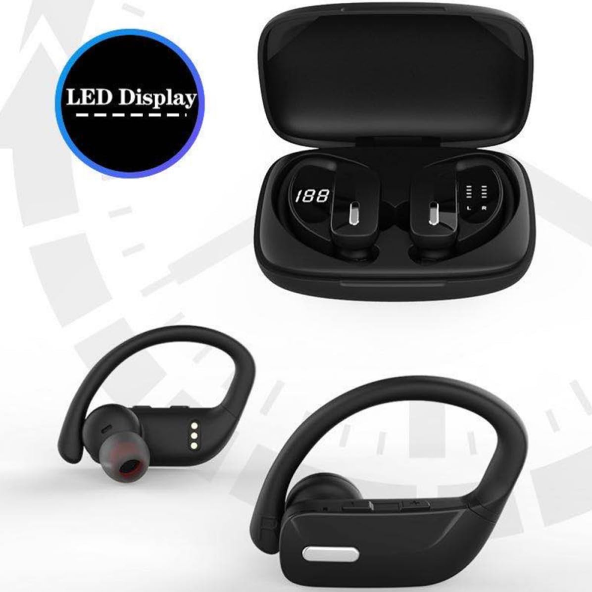 Auriculares Inalámbricos Deportivos Supraaurales Impermeables Gancho de Silicona Ligeros y Resistentes al Agua para Obsequio