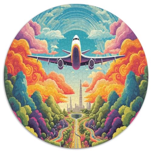 Puzzle de papel de 1000 piezas redondo con paisaje colorido para adultos