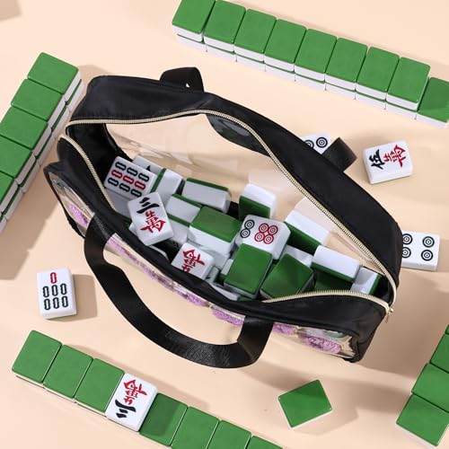Bolsa para fichas de Mahjong tamaño mediano, negra miniatura 2
