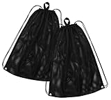 Sun Life Style 2 Multi Functional Mesh Bag with Drawstring Shoulder Straps for Swimming, Beach, Diving, Travel, Gym - 2 Pack Black (16 x 12 inch, Wet-or-Dry-Environment)
