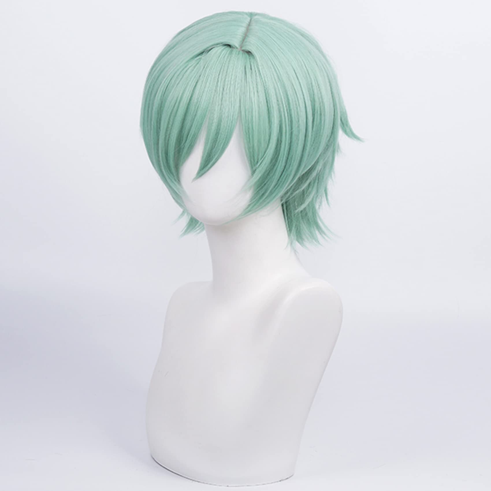 Cyan Short Straight Wig for Anime with Heat Resistant Fiber Synthetic for Women Men Halloween Comic Con Cos Role Replacement Wigs - Image 4
