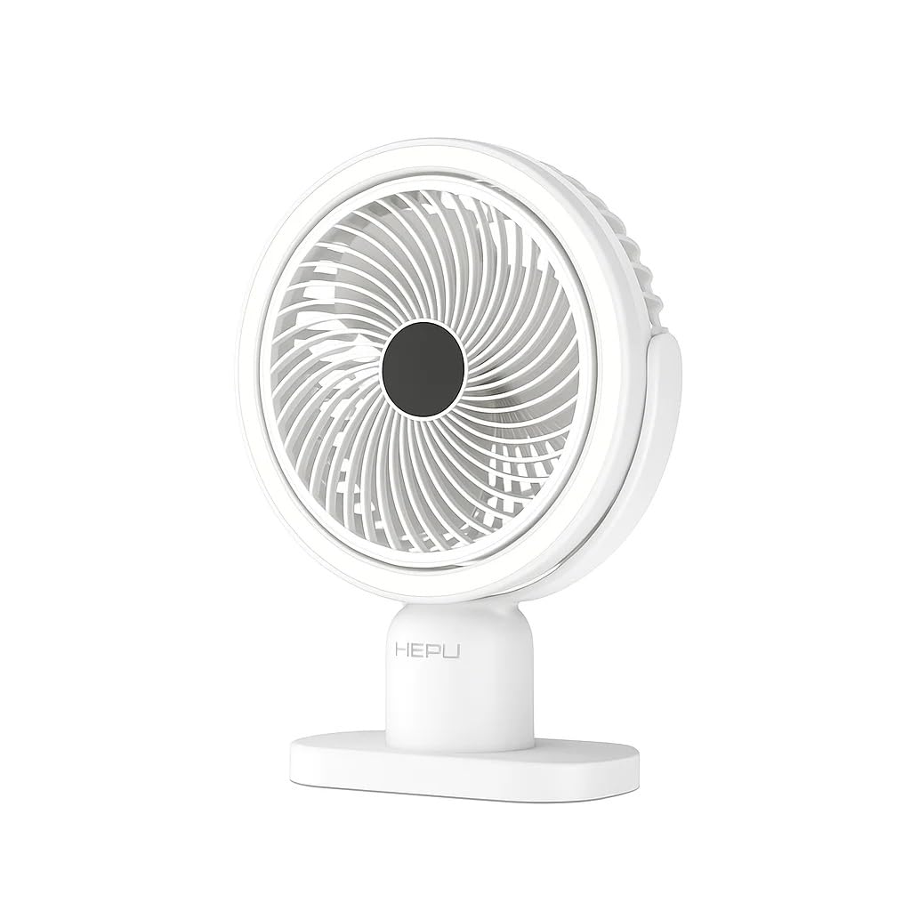 Hp-F01 Işıklı Vantilatör USB Şarjlı Masaüstü Mini Fan – 3 Kademeli Hız Ayarlı Kompakt Gövde Led Işık