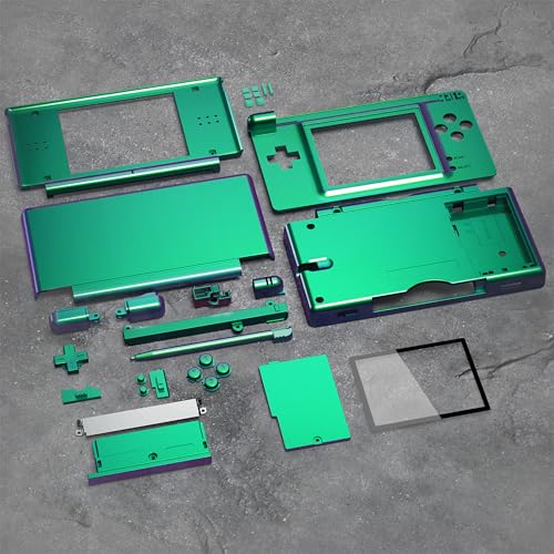 Image of eXtremeRate Replacement Full Housing Shell for Nintendo DS Lite, Custom Handheld Console Case Cover with Buttons, Screen Lens for Nintendo DS Lite NDSL - Chameleon Green Purple