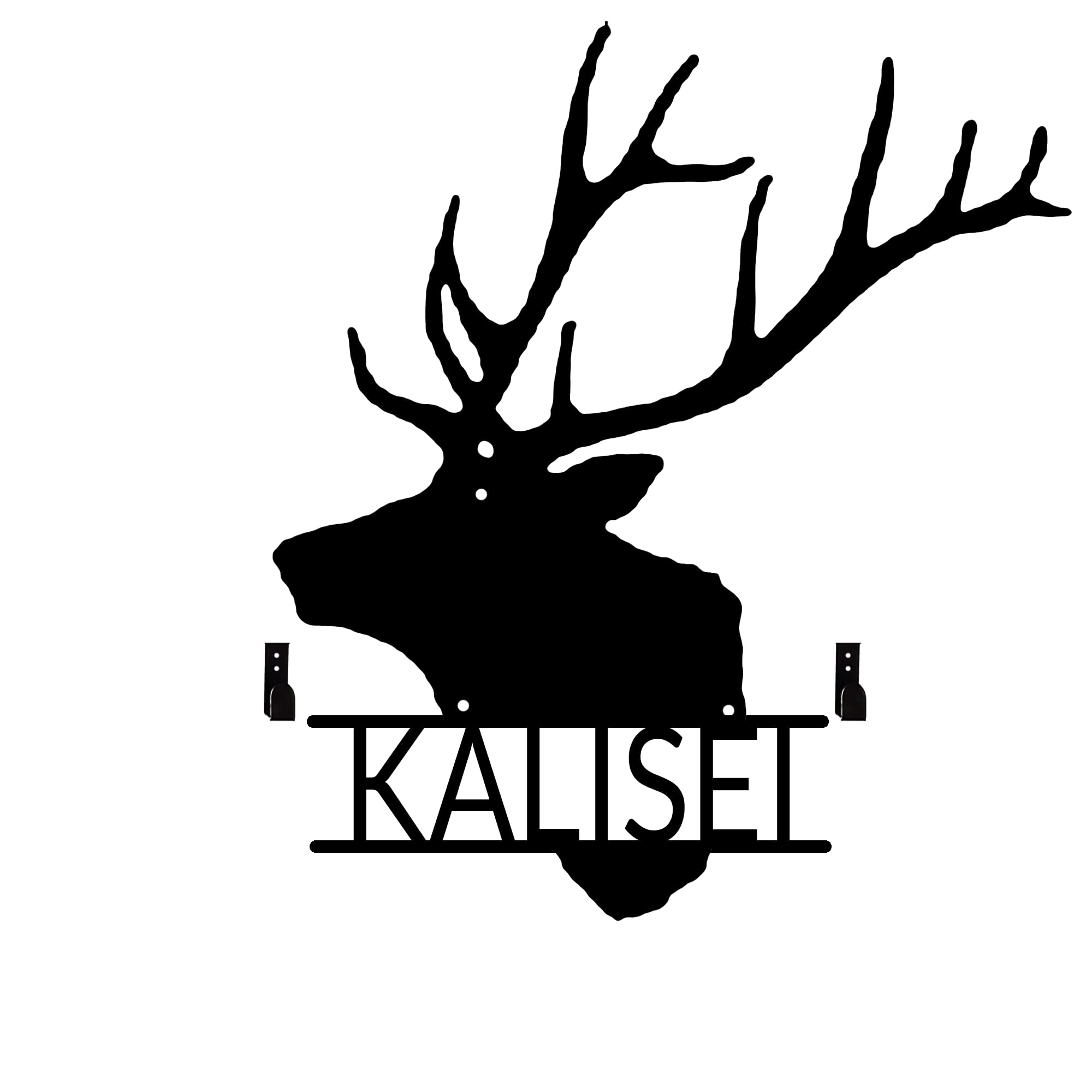 MOMOBO Large Personalized Metal Deer Head Bow Holder,Elk Skull Wall Decor,Archery Deer Head Bow Rack With Custom Name Plate,Bow Hunting Rack Hunting Metal Sign, Gifts For Husband,Dad,Father Style 4