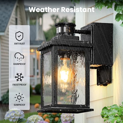 Image of Gleamz Motion Sensor Outdoor Lights with GFCI Outlet, Waterproof Aluminum