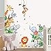 Wondever Jungle Animal Tree Nursery Wall Decal Forest Animal Elephant Giraffe Lion Peel And