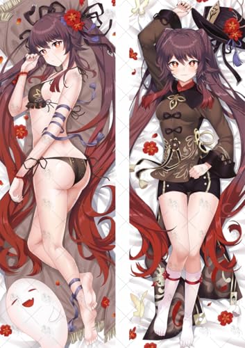 Hu Tao Anime Hugging Body Pillowcase Cover Dakimakura Double-Sided Short Floss Pillow Cover Case(59in X 19.7in) (22)