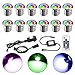 Set di 12 faretti LED da incasso per terrazze, RGB, 28 mm, IP67, impermeabili, per esterni e interni, in legno, ponte in legno, piscina con mini faretti da incasso da 12 V