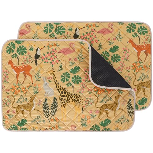 Image of IEUUMLER Washable Pee Pads for Dogs, 2 Pack Forest Pattern Reusable Waterproof Puppy Pads, Non-Slip Super Absorbent Dog Training Pad for Playpen Crate Bed EU013 Earth Yellow Jungle, 30x20