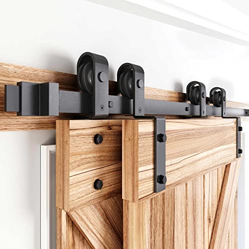 EaseLife 9 FT Bypass Double Sliding Barn Door Hardware Kit,Single Track, Slide Smoothly Quietly, Easy Install (9FT Track Kit for Double 59" Wide Door) by EaseLife - Used condition - US$78.52