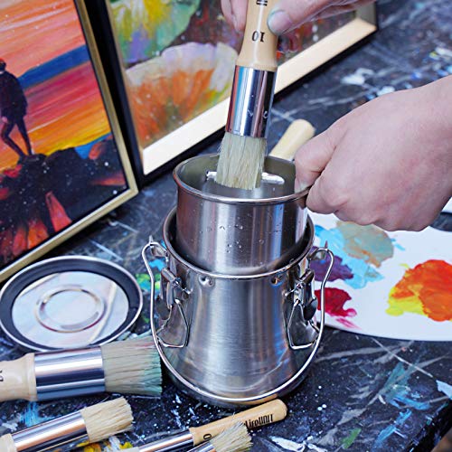 Image of MyLifeUNIT Airtight Stainless Steel Paint Brush Cleaner, 23.7 oz /Large | Durable, Rust-proof, Anti-corrosion, Portable Brush Holder with Porous Strainer Filter for Watercolor Acrylic Oil Painting