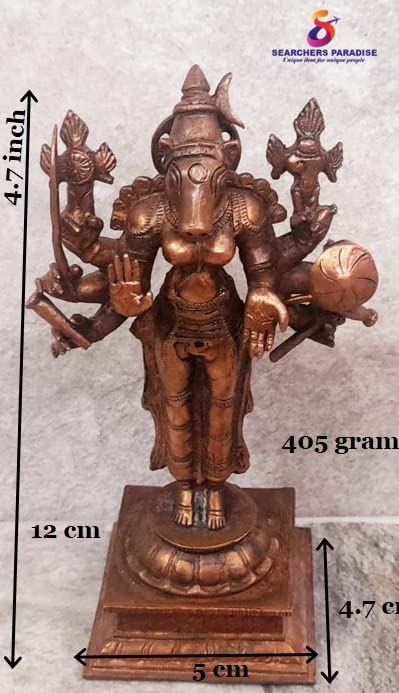 Image of Copper Idols India, 4.7 inches, Handmade Goddess Varahi, 405 Gram, Patina Antique Finish, Pack of 1 Piece
