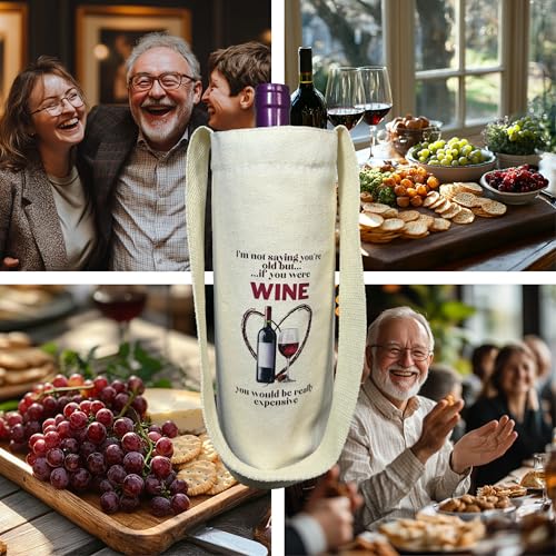 Bolsa de vino de lona con asa de yute, perfecta para cenas memorables y reuniones alegres 4