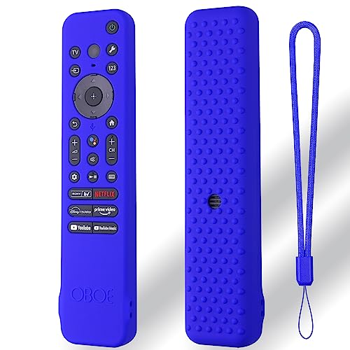 Image of Oboe Silicone TV Remote Cover Compatible With Sony Bravia Smart TV 2023 Voice Remote RMF-TX910U - Protective Cover With Lanyard (D-Blue) [Remote NOT Included]
