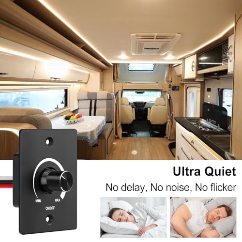 HNCY LED Dimmer 12V, 12V Dimmer 5A, 12V LED Dimmer, DC PWM Dimmerschalter 12 volt, Stufenloses Dimmen, 3 Drähte Dimmschalter, Dimmer für LED Lampen, Wohnmobil, Boot, LKW, Wohnwagen