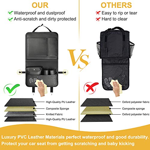 EASY EAGLE Car Seat Organizer, PU Leather Car Backseat Storage Pockets with Foldable Tablet Holder, Against Dirty and Kicks, 1 Piece - Thumbnail 5