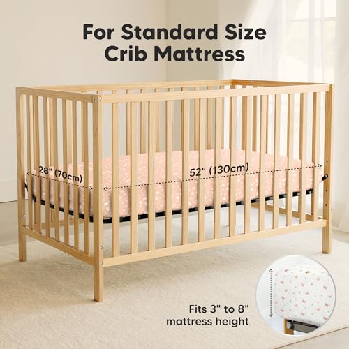 Image of 2-Pack Waterproof Crib Sheets for Boys, Girls, 52x28 Fitted (Butterflies) | Organic Cotton Baby Crib Sheets, Toddler Mattress Protector Cover, Washable, Soft & Durable Baby Bedding Essentials