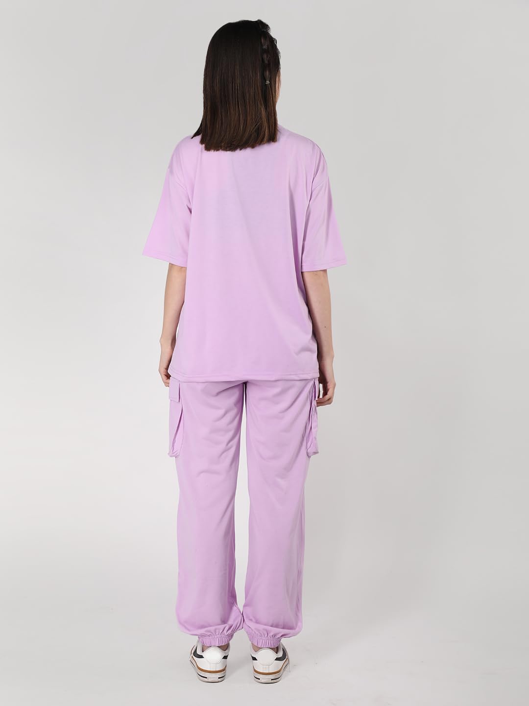 CHKOKKO Casual Co ord Set for Women Stylish Summer Wear Cord Half Sleeves Round Neck Track Suit Latest Coords Travelling Outfit Western Ladies Co ords Lavender Size 5XL 2