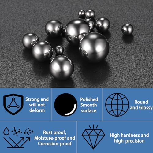 600 Stück Kugellager Stahlkugeln, 13 Größen Edelstahlkugeln 2mm-10mm, Präzision Metallkugeln, Robust Runde Edelstahlkugel, Polierte Kugellager Kugeln für Fahrräder Skateboard Rollen