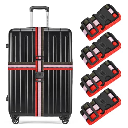 BILIONE 4 Pcs Luggage Straps for Suitcases Strap Lockable Suitcase Belts (B0DGG8HJ22)