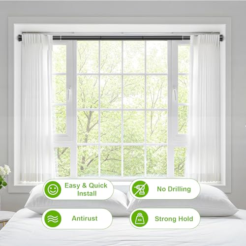 Image of Shower Curtain Rod 45 to 77 Inches 2Pack Black Tension Curtain Rod No Drilling Shower Rod Tension Rod Adjustable Curtain Rod Tension Rod Shower Rods for Bathroom,Windows,Kitchen