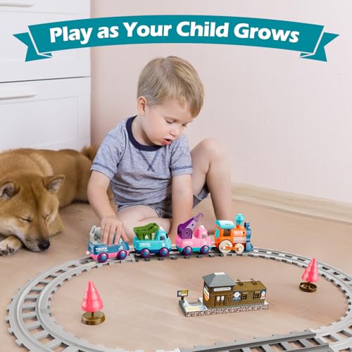 train set for toddlers magnetic train toys for toddlers 3 4pcs trucks toy train for boys and girls birthday christmas toy gifts for 3 4 5 6 7 8 years old