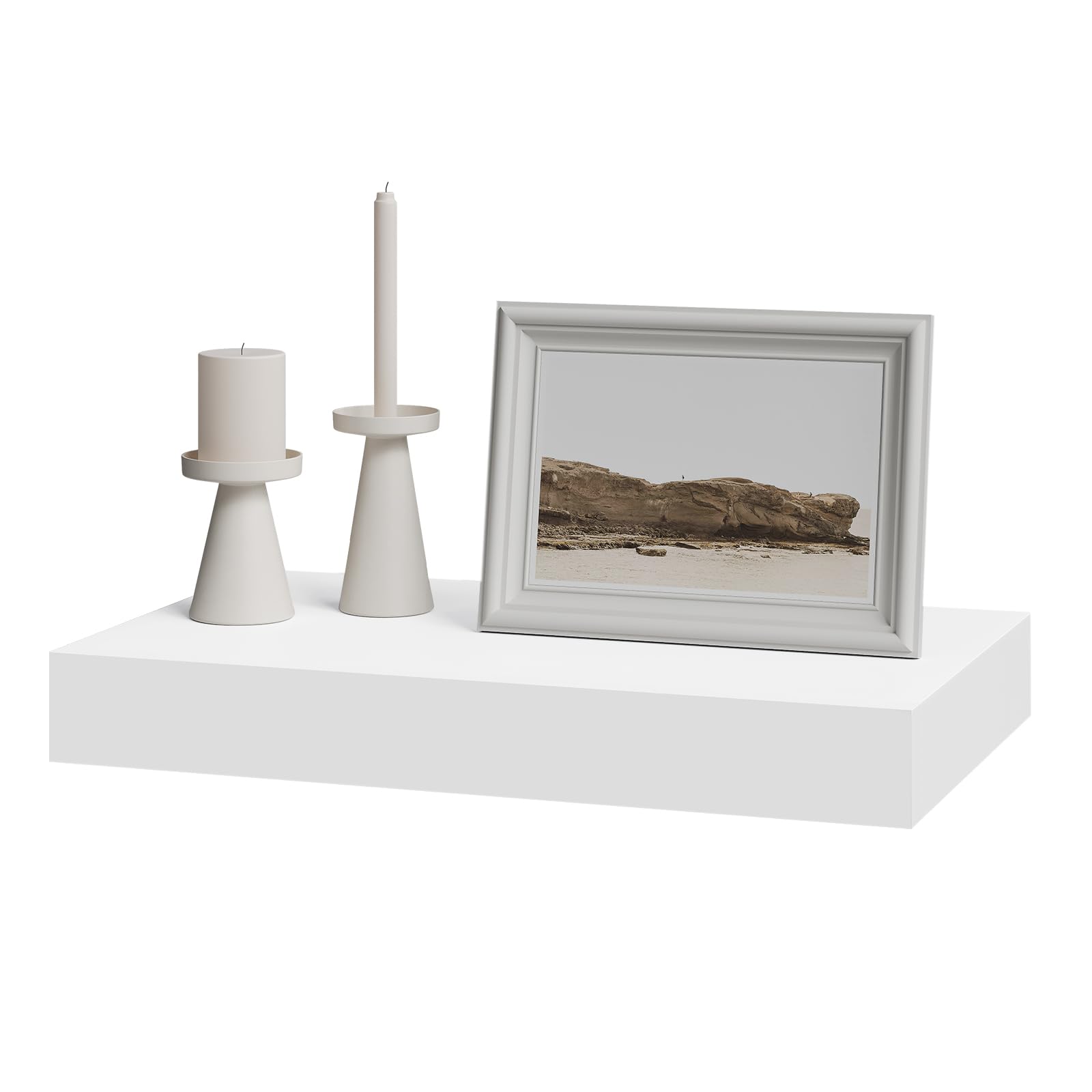 WOLTU Mensola da Muro, Scaffale Parete Moderno, Mensola con Cassetto in MDF per Soggiorno, Camera da Letto, Cucina, 40x25x5cm Bianco, RG9344ws