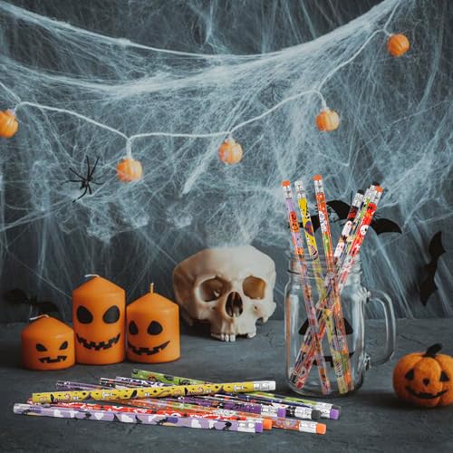 CCINEE 48 lápices de grafito Halloween con borrador miniatura 5