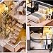OZJAY DIY Miniature House Kit, Tiny House Kit with Dust Proof Cover & Music Box, DIY Wooden Dollhouse Miniature Kit for Adults Teen, Wooden Crafts Miniatures Lovely Kit, Home Decor - Cozy Time