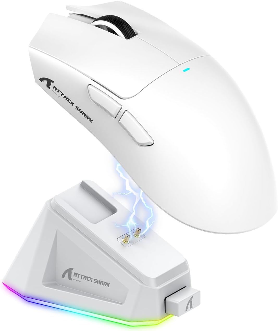 ATTACK SHARK X11 Mouse para jogos com dock de carregamento magnético, sensor para jogos PixArt PAW3311, para sem fio/com fio BT/2.4G, 22000 DPI, mouses de escritório para jogos para Win11/Xbox(branco) - Branco