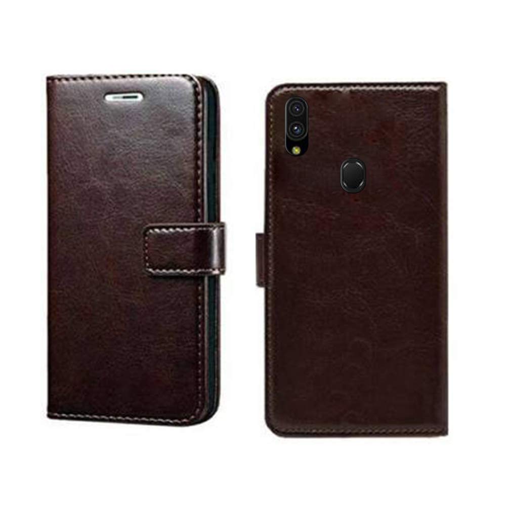 Pinaaki Enterprises Lenovo A7 Flip Case | Premium Leather Finish | with Card Pockets | Wallet Stand |Complete Protection Flip Cover for Lenovo A7 - Coffee