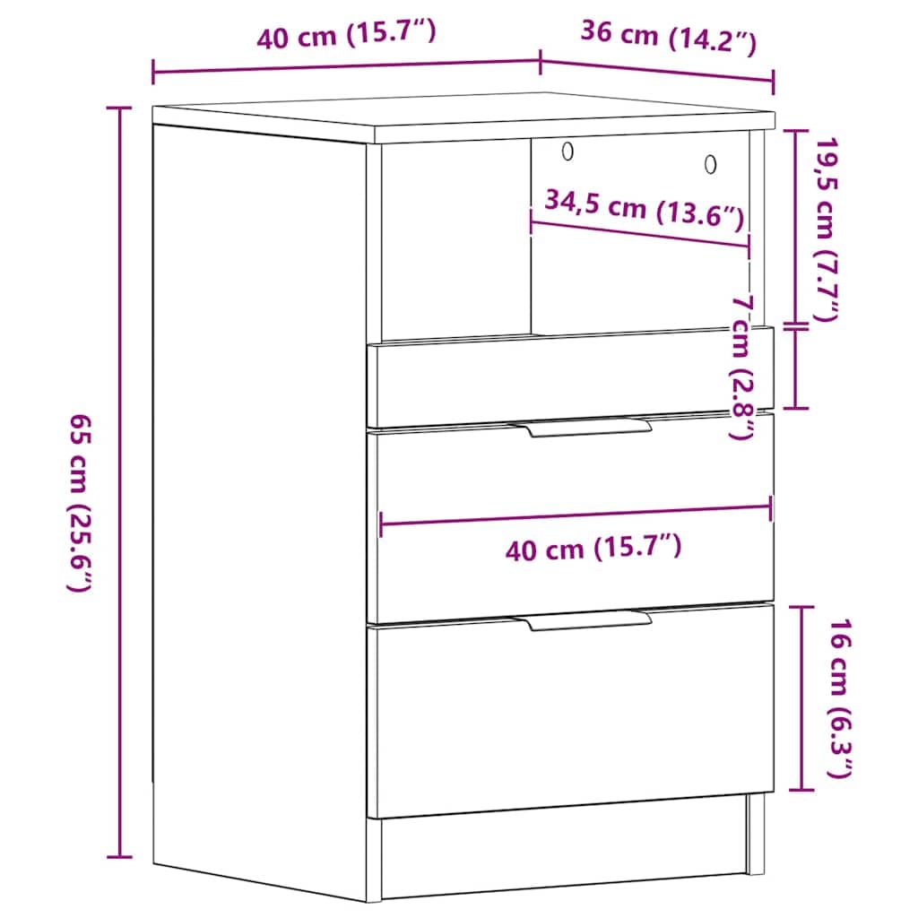 Zeitloser Nachttisch mit 2 Schubladen und Fach | Hochwertiger Holzwerkstoff mit feuchtigkeitsbeständiger Oberfläche | Stabiles Design für Schlafzimmer und Wohnbereich