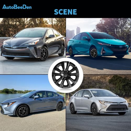 4-Pack Hubcaps Compatible with Toyota Prius 2019-2022, Prius Prime 2020-2022, Corolla Hybrid 2020-2024, 15 inch 15" Steel Wheel, Wheel Covers Skins, Snap On Tire Cover (Bright Black) by AutoBeeDen - Used condition - Image 7