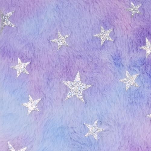 Image of Caviotess Glitter Star Plush Diary for Girls Kids Cute Fuzzy Rainbow Notebook Journal Writing Planner Notepad (160 Pages)