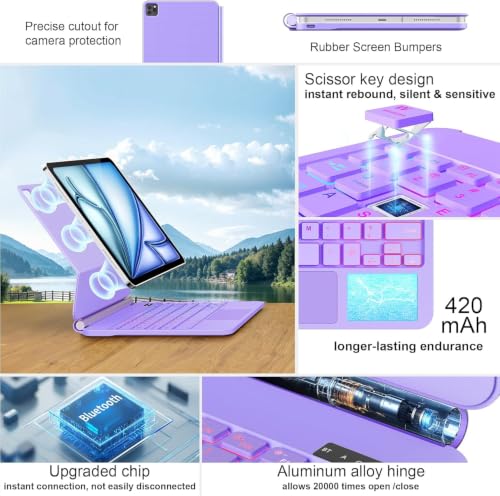 Image of GGQFGTOJ Keyboard Case for iPad Air 13 inch (M3 2025 /M2, 2024),iPad Pro 12.9 inch (3 /4 /5 /6th Gen),Magic-Style Magnetic - Floating Cantilever Stand - Backlit Keyboard Case with Multi-Touch Trackpad