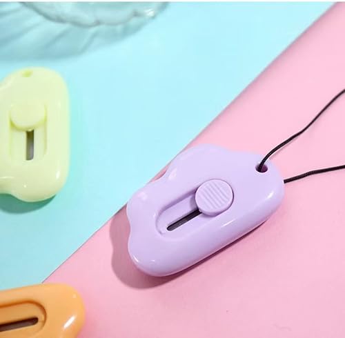 Miniatura 5 de Mini cortadores de caja, 6 cuchillos retráctiles de arte, cuchillo utilitario, lindo abrecartas Kawaii en forma de nube, cortador de papel portátil