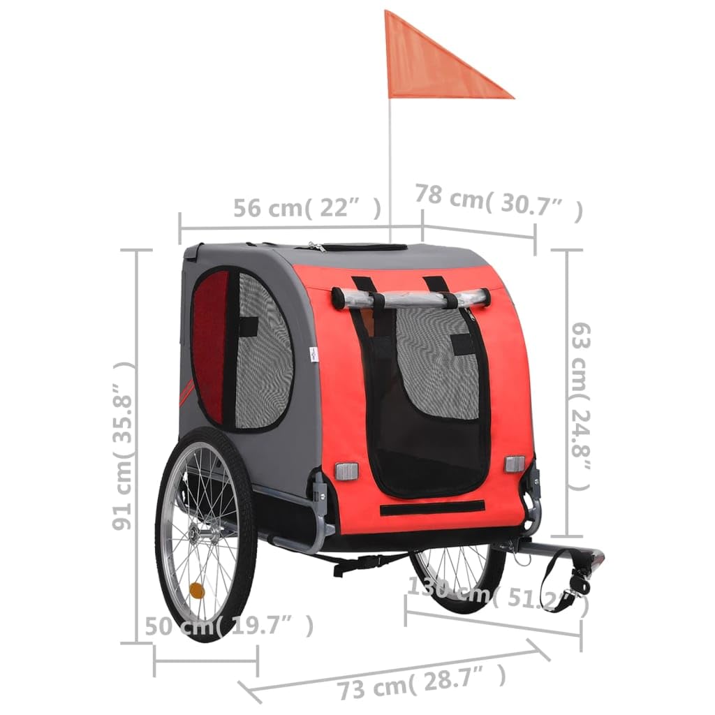 FAXIOAWA Prodotti per Animali-Rimorchio da Bici per Cani Rosso e Nero-Animali e Forniture per Animali
