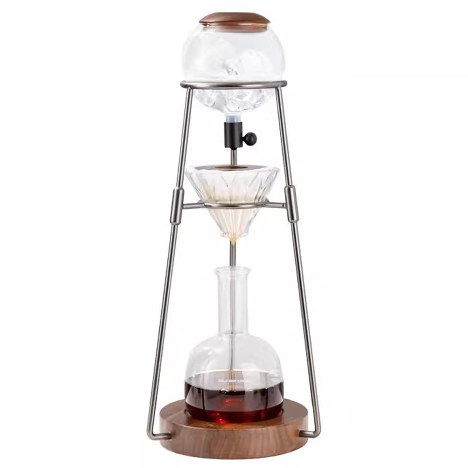 Sprzęt do napojów Kreatywny ekspres do kawy syfonowej, wygodny ekspres do kawy espresso dripper, szklany filtr do wody lodowej, luksusowy ekspres do kawy cold brew ze stojakiem ze stali nierdzewnej(Si