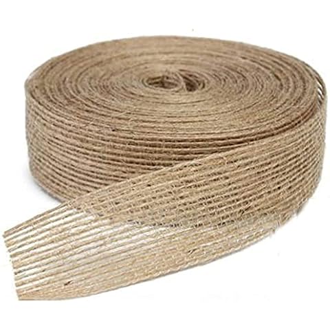 Hessian Ribbon 2.5cm Roll Jute Hessian Ribbon Natural Burlap Ribbon Linen Ribbon 10M Wedding Car Ribbon Christmas Ribbon for Gift Wrapping DIY Sewing Project Hair Bows Cake Decoration Cover