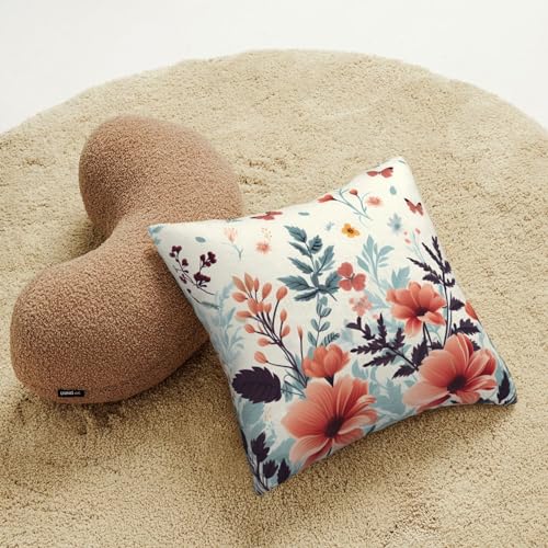 Housse de coussin velours côtelé pour rénover un canapé usé avec style floral