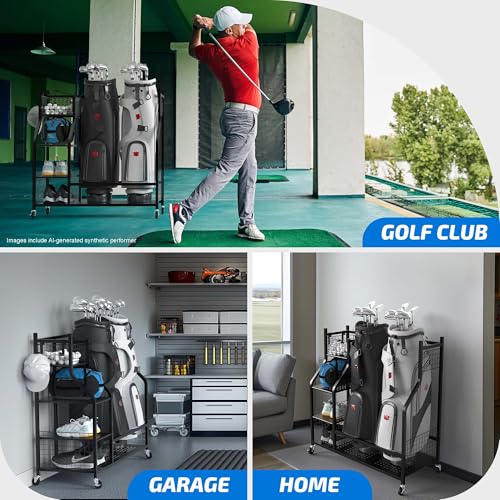 PLKOW-Golf-Bag-Storage-Garage-Organizer-Extra-Large-Size-Golf-Bag-Storage-Stand-and-Golf-Equipment-Rack-for-GarageShed-Basement