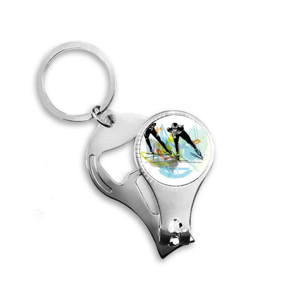Porte-clé patinage de vitesse aquarelle, cadeau pour compétiteur