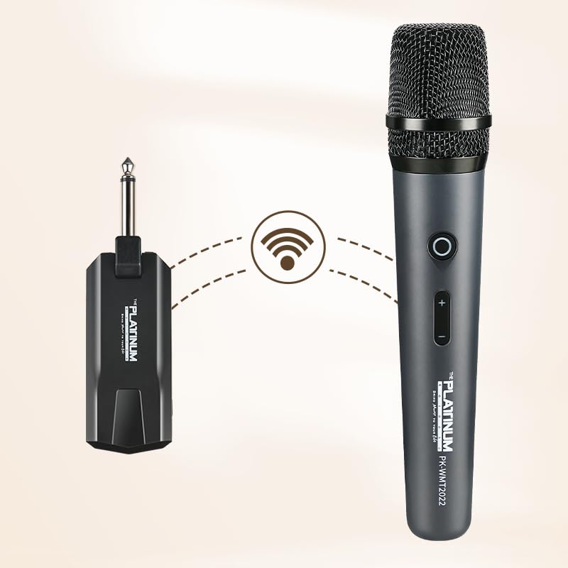 THE PLATINUM KARAOKE B10 Rechargeable Wireless Microphone System, High Vocal Quality, Rechargeable UHF Wireless Receiver, Plug and Play