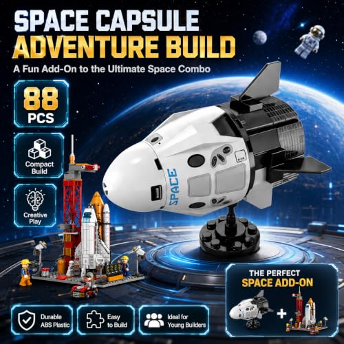 Image of SKY LINE OCEAN 8861 Space Ship Rocket & Launcher + Capsule 88 PCS Combo (Complex only for 14+), STEAM Aerospace Building Kit for Kids, 5-Year Structural Warranty