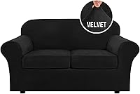 Vista 43 de H.VERSAILTEX - Funda elástica para sofá de 2 piezas, funda protectora de terciopelo, suave, con parte inferior elástica, para sofá con brazos con un